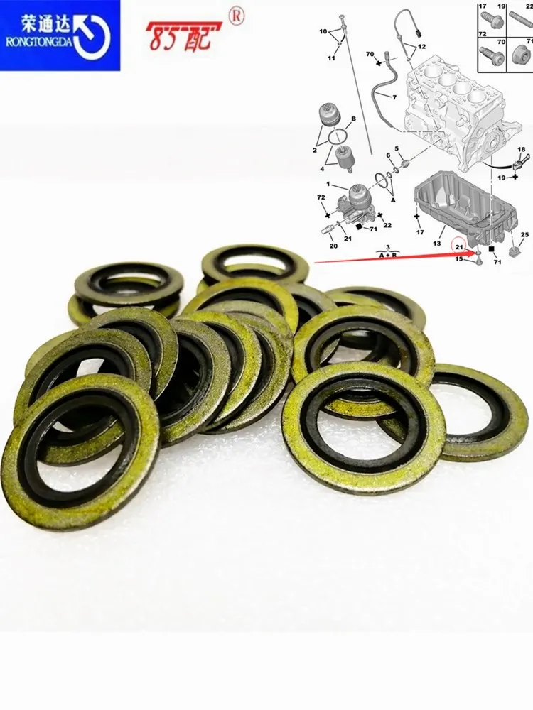 Car Engine Plug Engine Oil Drain Plug Gasket 016393 016454 for Peugeot Citroen, Toyota, Renault, Fiat, Iveco, Nissan, Opel, Volvo, Mini, Benchi