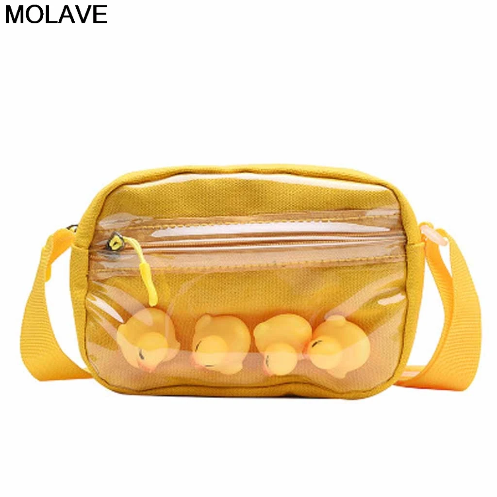 

MOLAVE Shoulder Bag Harajuku Small Yellow Duck Transparent Bags Women's Canvas Shoulder Bags For Teeange Girls Clear Jelly bolso