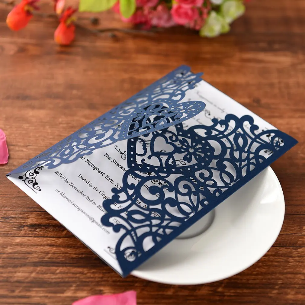  20pcs Laser Cut Hollow Wedding Invitations Card Kit with D126 Inner Papers for Wedding Birthday Par - 4.00029E+12
