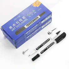 10 шт./компл. 0,5 мм 1 мм Двуглавый маркер ручка художественная краска для рисования и письма Канцтовары офисный школьный принадлежности