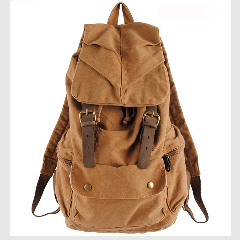 Vintage de cuero para y mujer, morral escolar con cordón, a moda, mochila militar de tela, 2022|fashion fashionmilitary canvas backpack - AliExpress