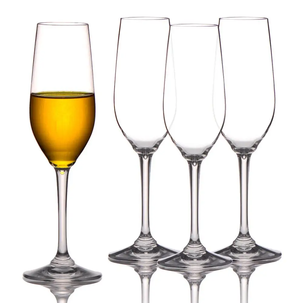 

4 pcs 225ml Slim champagne glass USA Tritan plastic cup transparent Unbreakable Reuse wine glasses