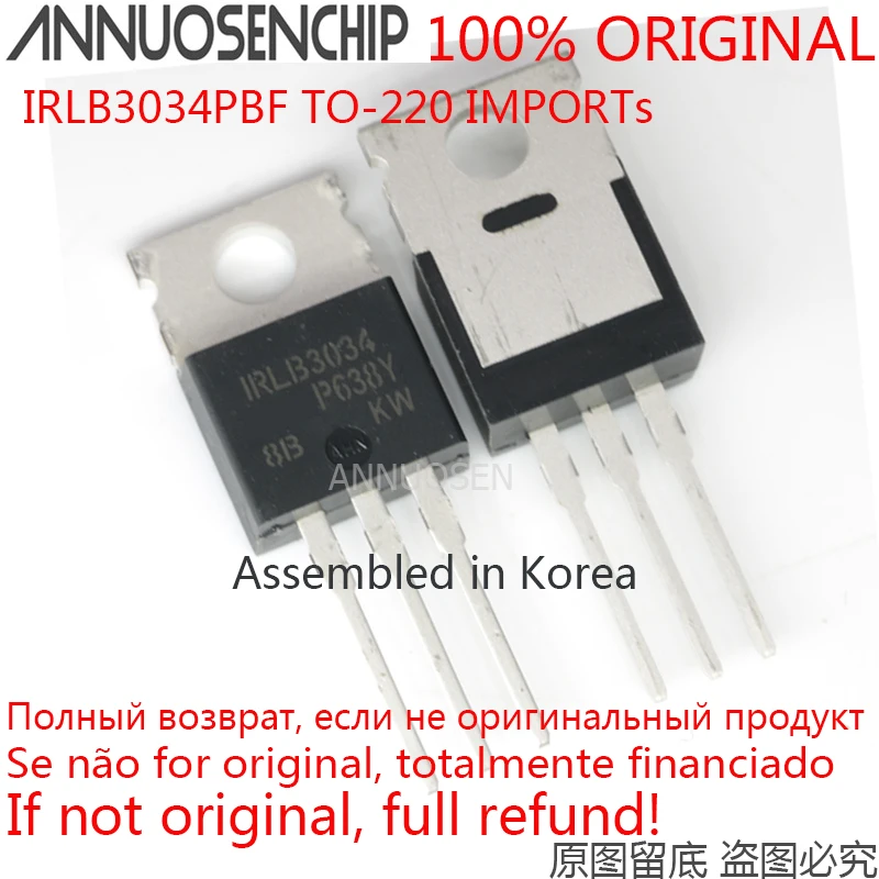 50PCS IRLB3034 IRLB3034PBF LB3034 TO-220 100% original KOR ( with black strip and in tube ) | Электронные компоненты и