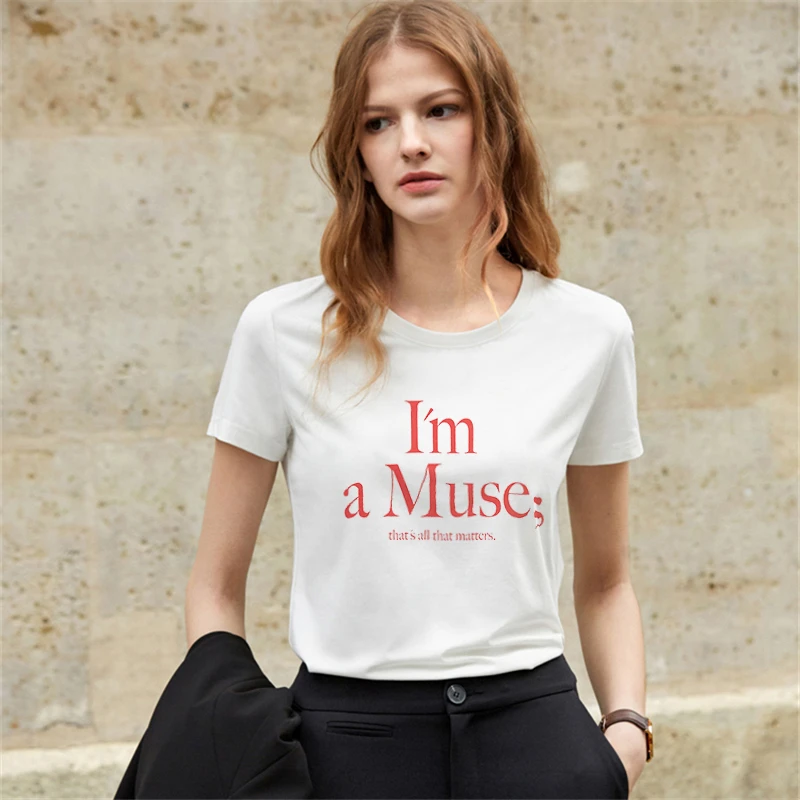 

Summer T Shirt Women New Arrivals I'm A Muse Harajuku Print Short Sleeve Tshirt Plus Size Funny T-shirt Aesthetic Sexy Tops Tees