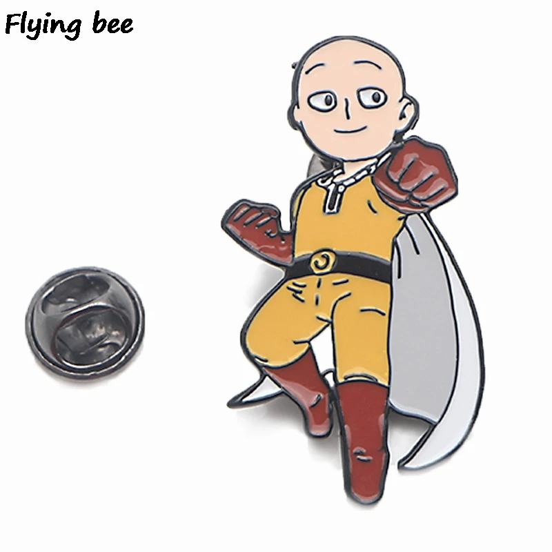 Flyingbee ONE PUNCH-MAN Модные броши брошь в стиле аниме и булавки эмалированные шпильки Нагрудный значок прищепки шапка булавка для женщин мужчин X0450