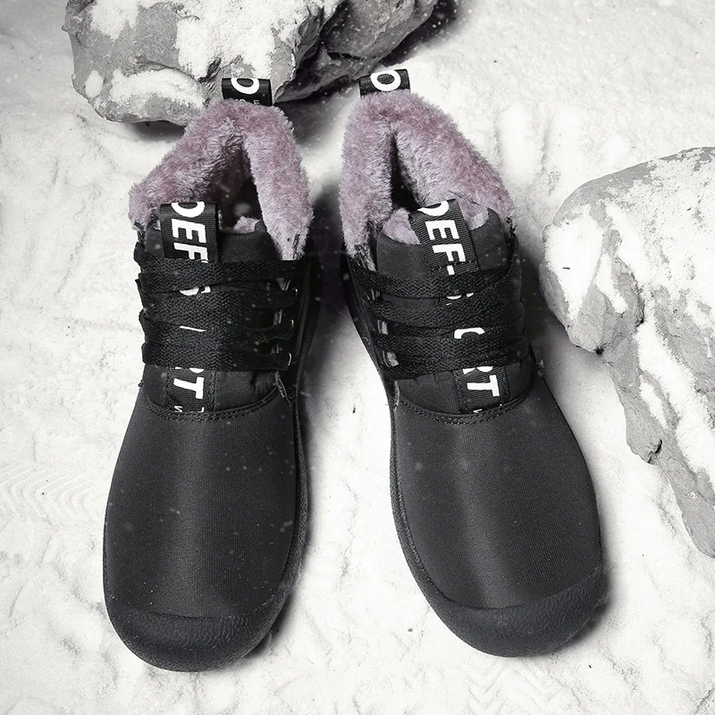Зимняя мужская обувь размера плюс, бархатные теплые зимние ботинки, водонепроницаемая Нескользящая спортивная обувь для улицы