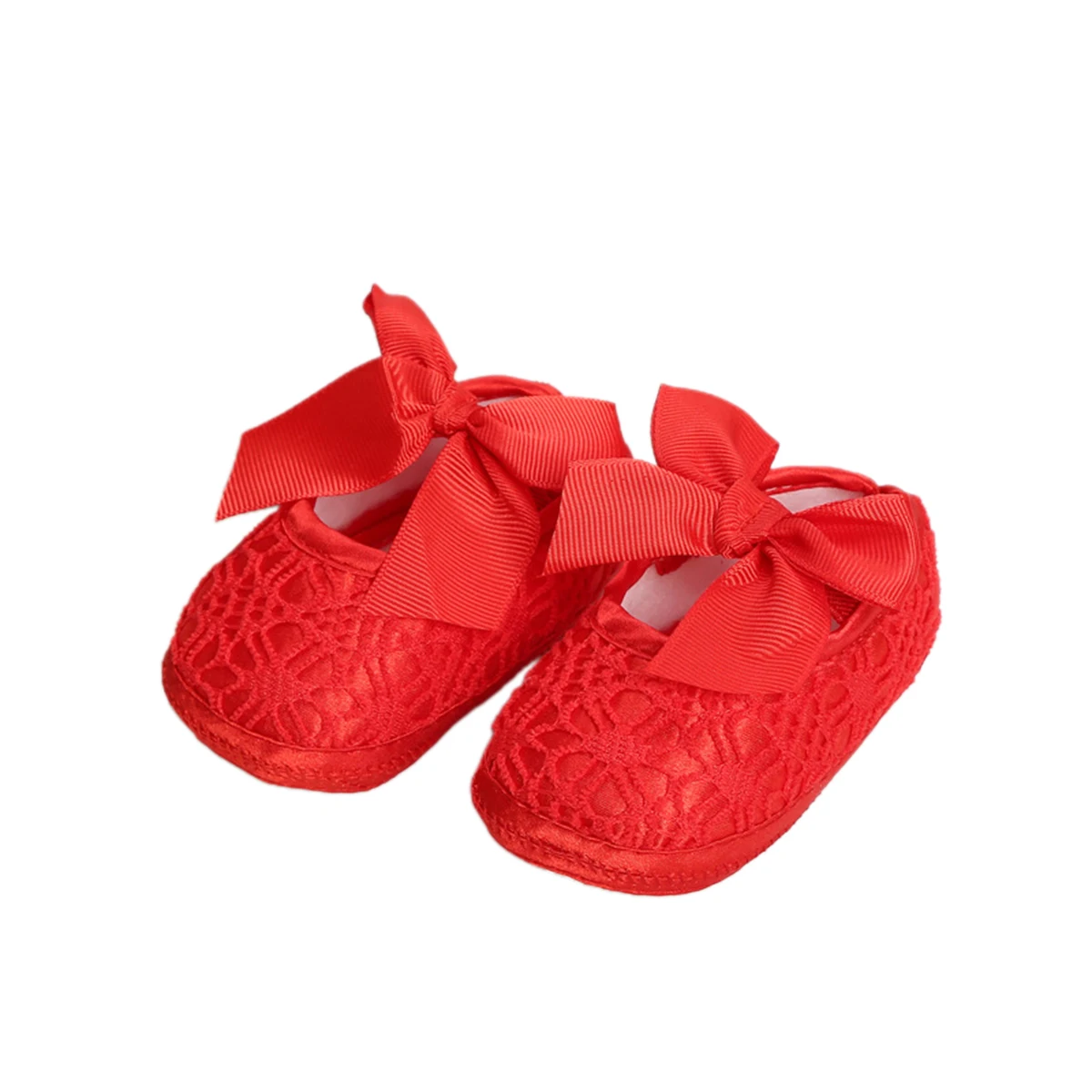 

Baby Girl Baptism Shoes, Soft Sole Bowknot Princess Dress Shoes Non-Slip Infant Prewalkers, 0-12 Months