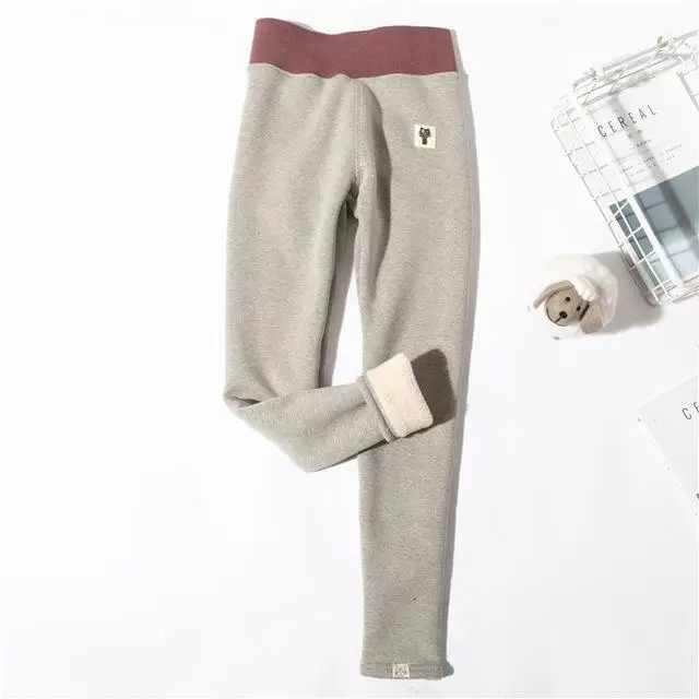 grey leggings Теплые зимние женские леггинсы из овечьей шерсти и кашемира размера плюс, качественные женские леггинсы с высокой талией, штаны с рисунком кошки, флисовые хлопковые серые леггинсы - Цвет: grey leggings