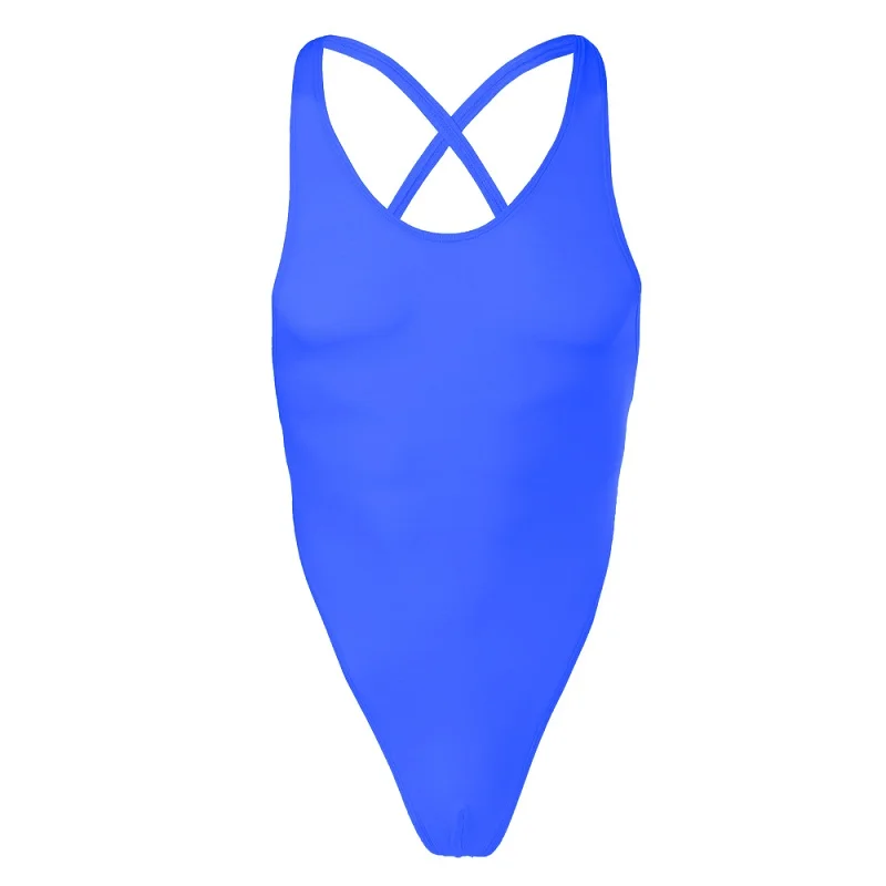 Blue Стринги, нижнее белье, сексуальное Мужское боди для реслинга, майка, комбинезон, трусы, кроссовер, ледяной шелк, купальник, для клуба, фитнеса, жилет, купальник - Цвет: Blue