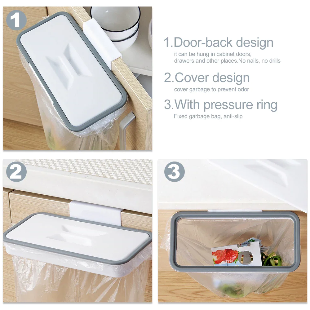 Trash Bag Holder Garbage Bag Hanger Rubbish Bag Holder Garbage Storage Rack Bracket for Kitchen Cupboard Bathroom