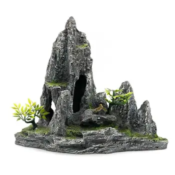 

Aquarium Simulation Mountain View Stone Ornament Rockery Landscape Rock Hiding Cave Resin Tree Vintage Fish Tank Decor
