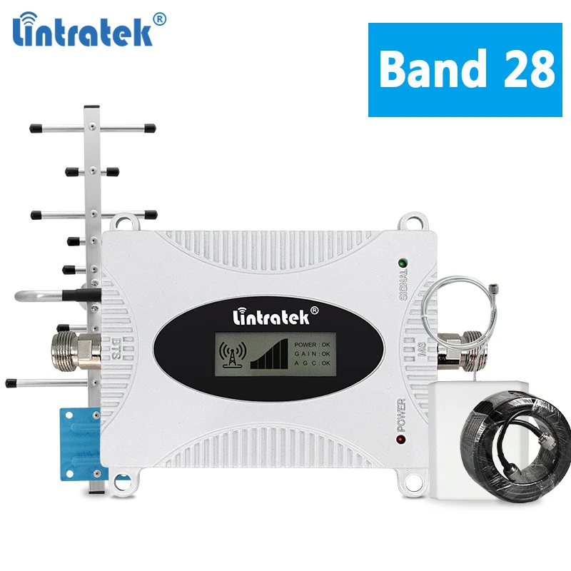 Lintratek 700Mhz Band 28 Signal Booster 4G LTE AGC Mobile Phone Repeater Network Amplifier for Orange SFR Claro Entel WOM | Мобильные