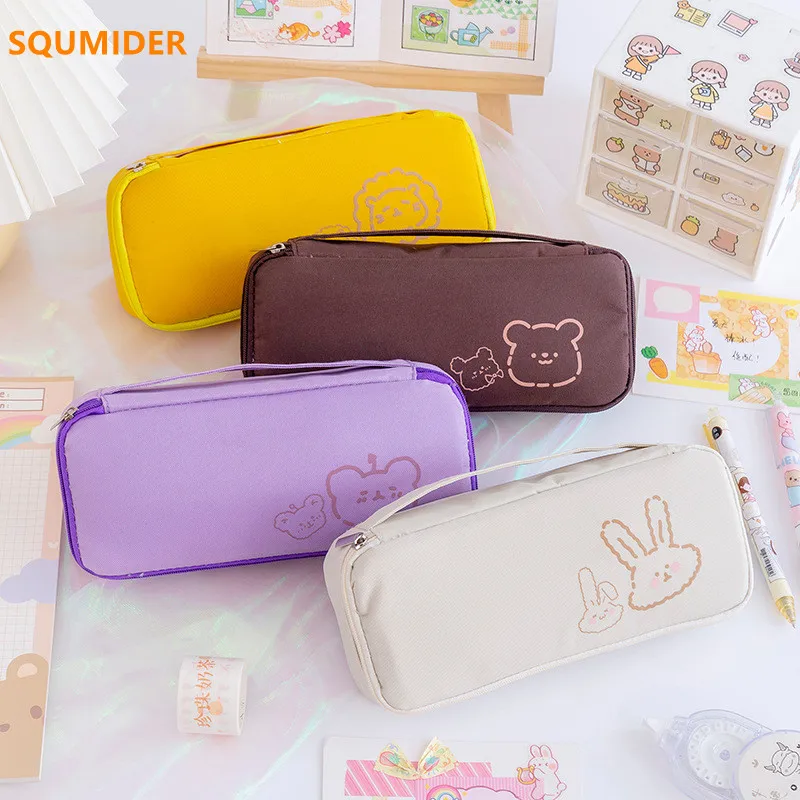 Pencil Case Cute Japanese Girl Pencil Case Transparent Large Capacity  Student Stationery School Supplies Kawaii Pouch cute bag - AliExpress