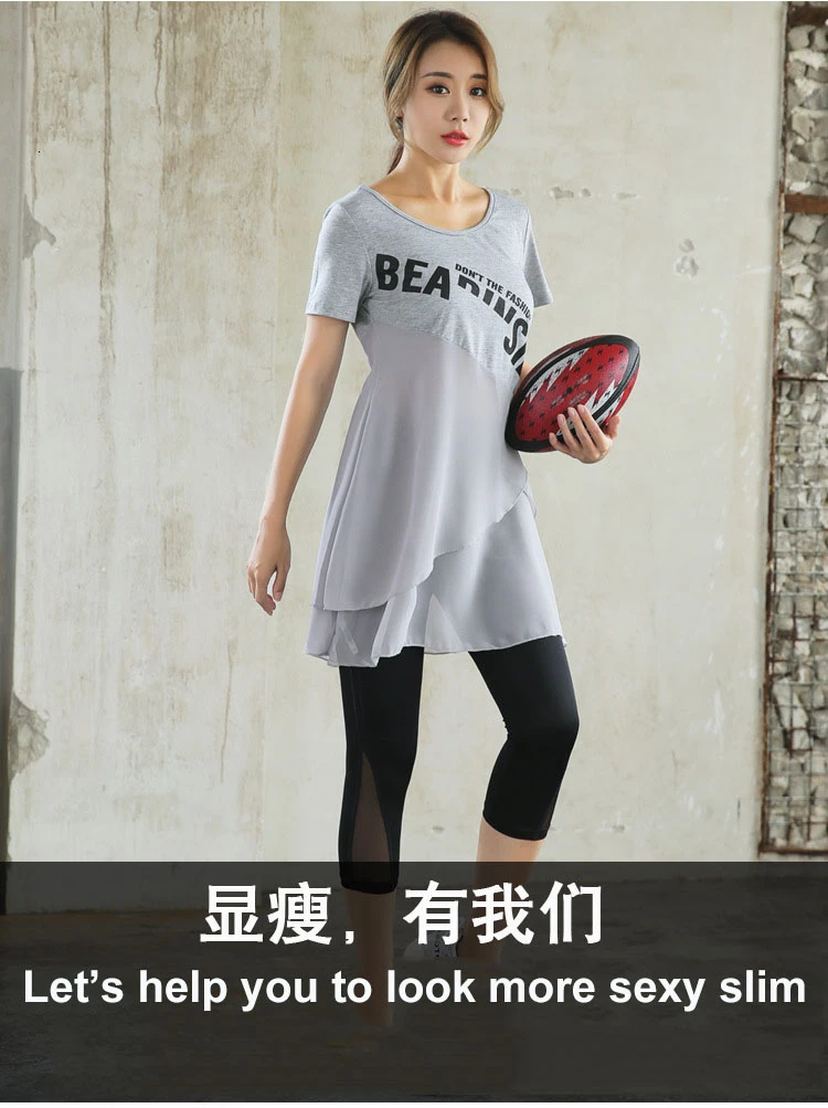 Women Tracksuit Loose Large Size Workout Clothes Black Gray Sports Outfit Elastic Breathable Jogging Gym Running Set Sportswear
