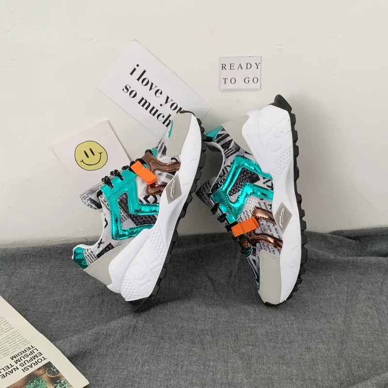 

2020 Autumn New Style Women Leather Sneakers Female Fashion Female Casual Footwear Breathable Thick Platform Shoes Y19-04