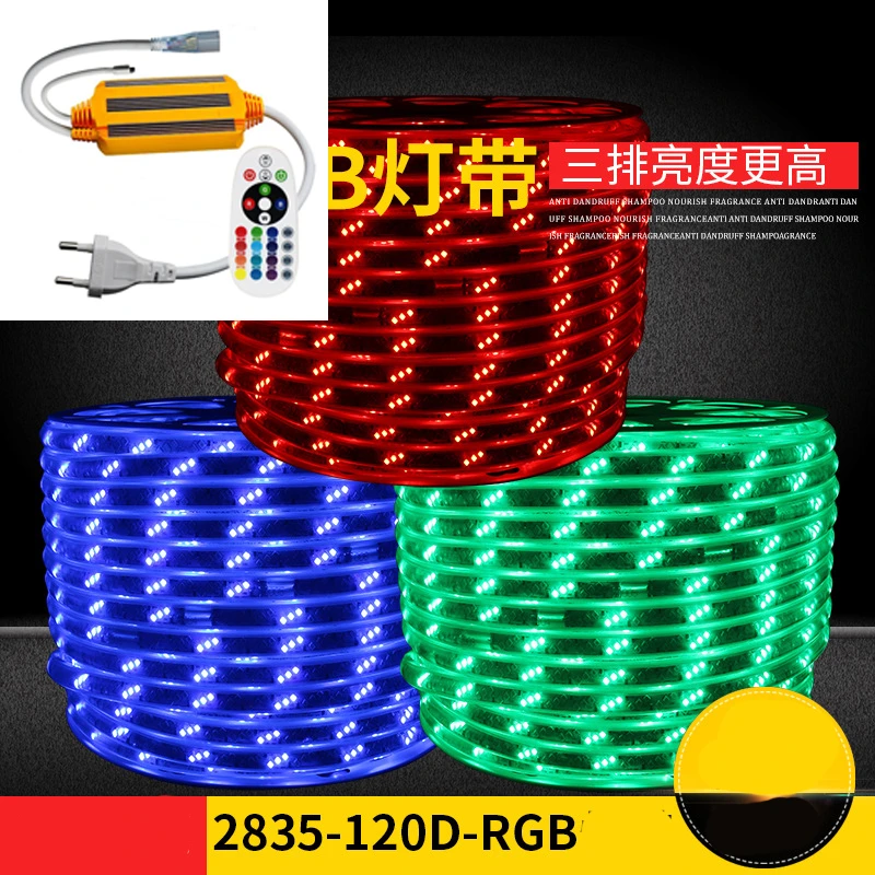 #Best 100M Super Power RGB LED Strip Light 2835 180LED M 25W M 220V 240V Waterproof LED Tape Rope Light RGB Home Decoration Lighting