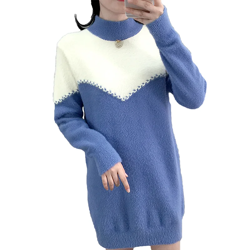 faux fur sleeve jumper dress