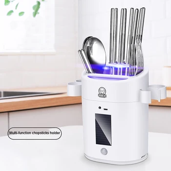 

Smart UV Sterilizer Chopsticks Holder Solar Panel Charging Antibacterial Lamp Chopstick Storage Kitchen Accessories Organizer
