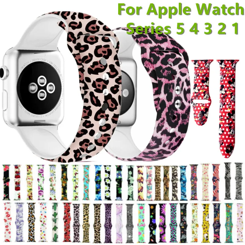 

Soft Leopard Floral Pattern Watch Band Strap For iWatch Series 5 4 3 2 1 Wrist Band Strap for Apple Watch 38mm 42mm 40mm 44mm