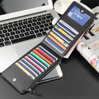 

1Pcs Ultrathin Purse Fashion Business Wallet Double Zippers Men Wallet Solid Color Portable Male Purse