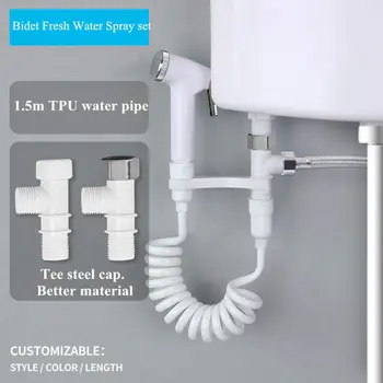 

ABS+Stainless Steel Toilet Seat Attachment Fresh Water Pull Tube Bidet Spray Set Handheld Shattaf Tools