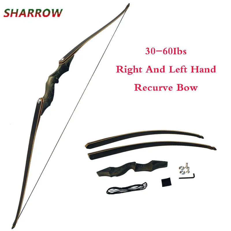 60 Inch Archery American Hunting Recurve Bow Weight 30-60lbs Left Right Hand Shooting Accessories | Спорт и развлечения
