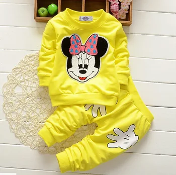 

Baby clothes girl clothes baby new girls suit cartoon printed round neck children's cotton sports long sleeve two-piece suit