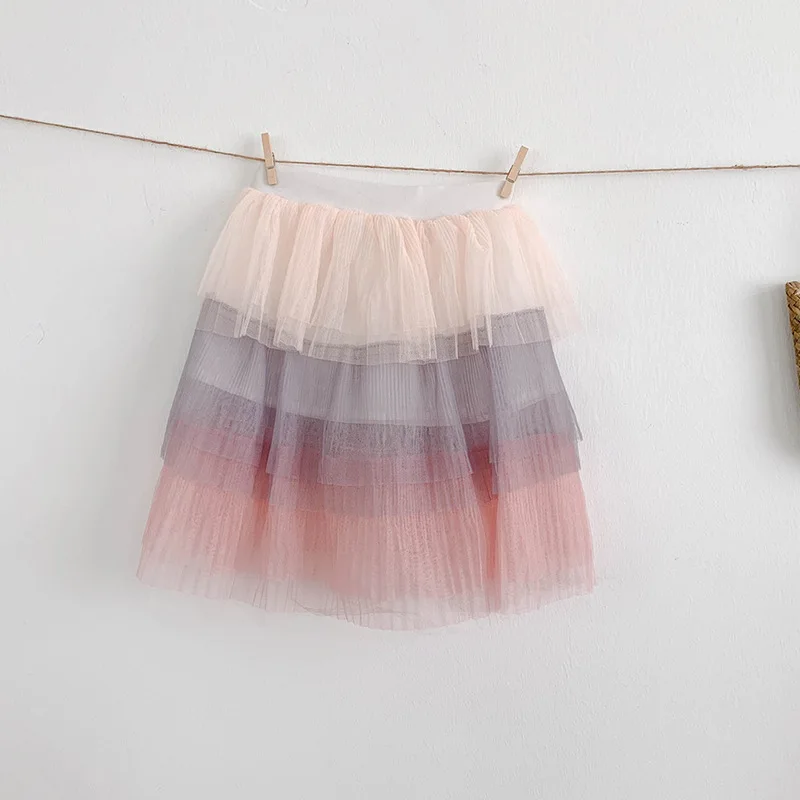 EnkeliBB, красивая Радужная многослойная юбка-пачка для маленьких девочек Летняя юбка-пачка в Корейском стиле для маленьких девочек