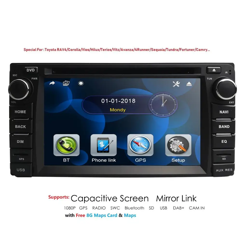 Hizpo NEW !!! car dvd player for Toyota RAV4 2001 2002 2003 2004 2005 2 din 800*480 car dvd gps wifi rds