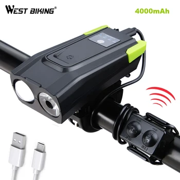 

4000mAh Smart Induction Bicycle Front Light Set USB Rechargeable 800 Lumen LED Bike Light with Horn Bike Lamp Cycling FlashLight