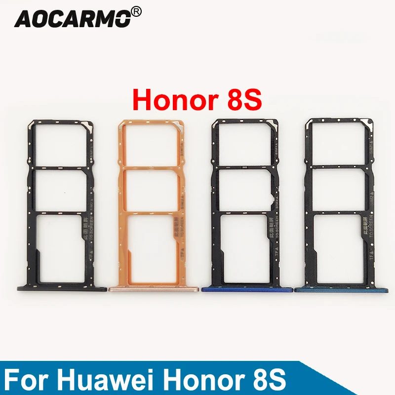Aocarmo-Soporte de memoria MicroSD para Huawei Honor Play 8S, negro/azul/dorado, bandeja de tarjeta Sim Dual Nano, ranura para tarjeta Sim, piezas de repuesto