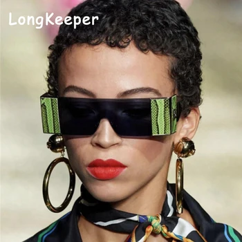 

2020 Vintage Big Frame Rectangle Sunglasses Women Luxury Brand Rimless Cat Eye Sun Glasses One Piece Shades Trend Gafas de sol