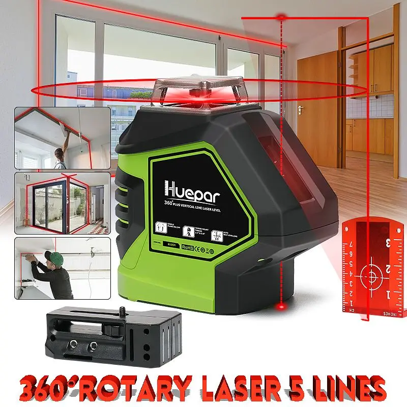 

5 Lines Laser Levels Red Light Self-Leveling IP54 Waterproof 360 Horizontal And Vertical Cross Beam Measuring Devices