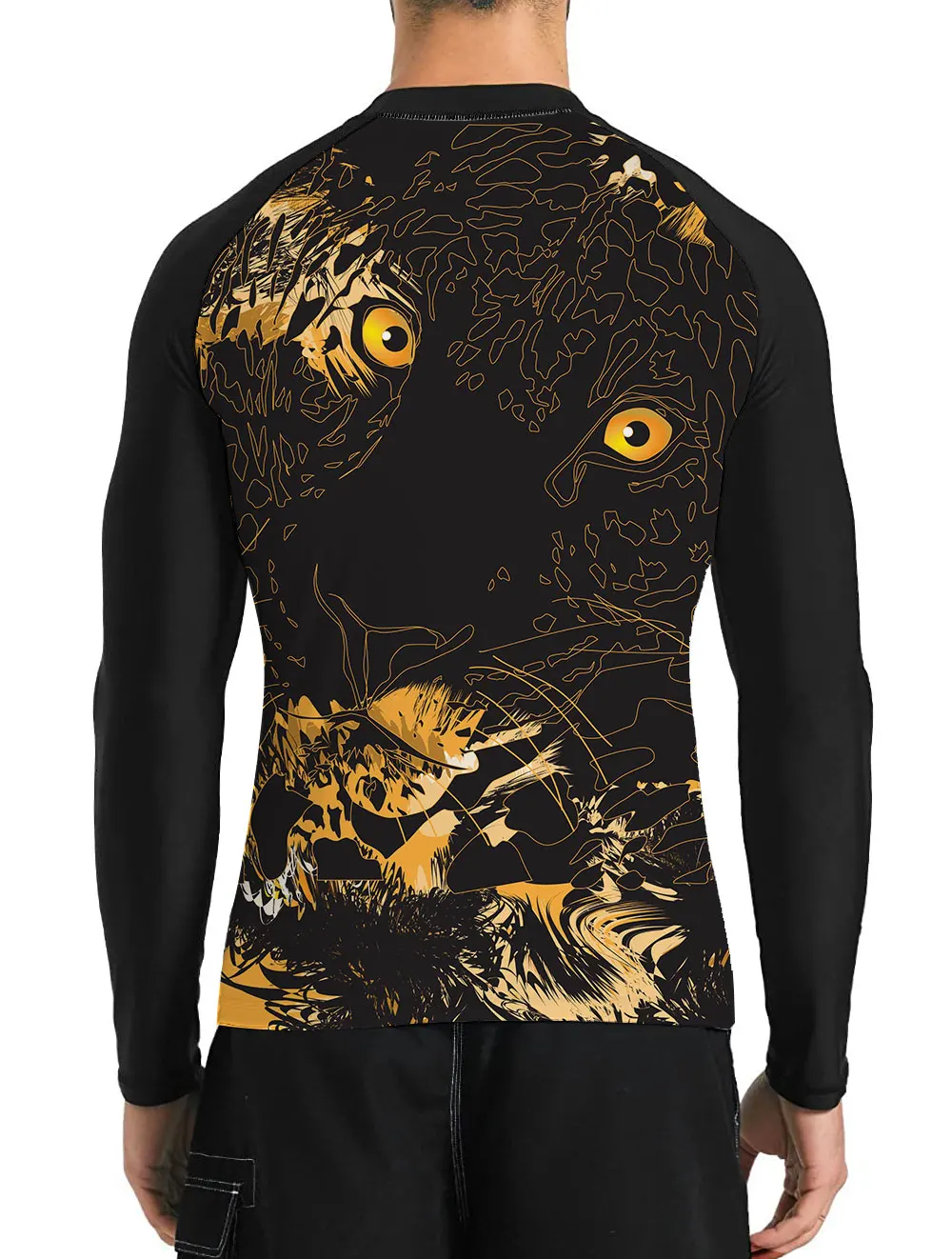 Men's Tiger Sun Protection Rash Guard Shirts Snorkeling Kayaking Sailing Clothing for Team Club