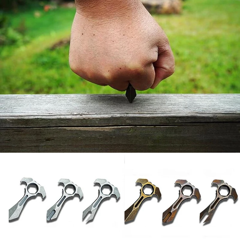 

EDC Multi-tool Mini Titanium Alloy Survival Tool with Keychain Equipment Broken Window Rope Wrench Screwdriver Bottle Opener