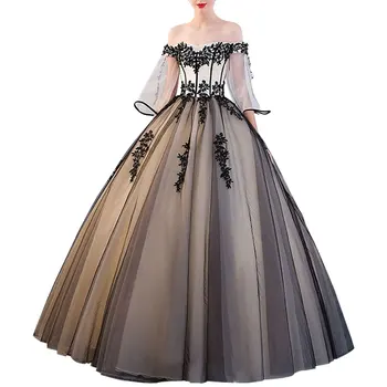 

Elegant A-Line Sweetheart Backless 1/2 Sleeve Evening Formal Dress Satin Tulle Prom Party Gown