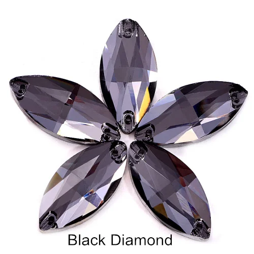 Black Diamond Лучшие хрустальные стразы в виде конского глаза, много цветов, Стразы для шитья, свадебное платье B1073 - Цвет: Black Diamond