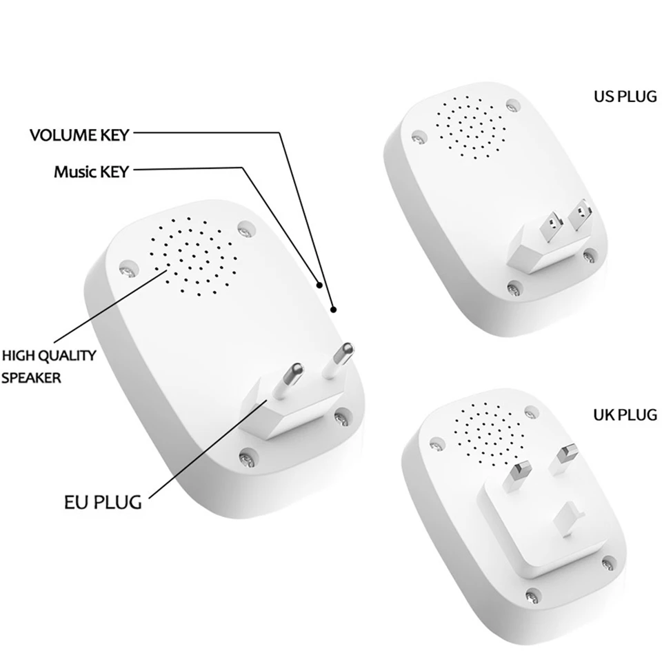 Водонепроницаемый беспроводной дверной звонок CACAZI, дистанционный кнопочный приемник 300 м, домашний умный беспроводной дверной звонок с кольцом, дверной звонок с разъемом США, ЕС, Великобритании