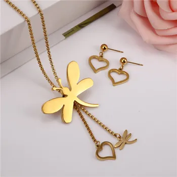 

OUFEI Stainless Steel Jewelry Set Dragonfly Necklace Earrings Set Of Earrings For Women Fashion Jewelry Sets Free Shipping