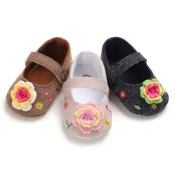 Повседневная Нескользящая прогулочная обувь для маленьких девочек; цветочные кроссовки; нескользящие кроссовки на мягкой подошве;