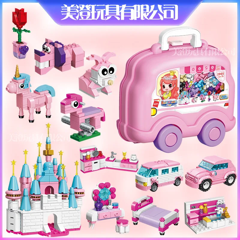 

ENLIGHTEN Hand Studious Unit Blocks on Wheels Unicorn Monster Castle GIRL'S Children Building Blocks Toy Educational Assembling