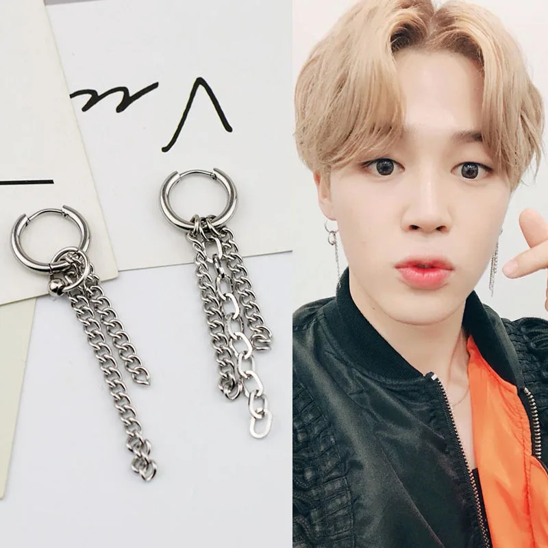 

BTS Bulletproof Mission Park Ji Min J-HOPE Celebrity Style Earrings South Korea Cool Hip Hop Street Earrings Should Aid Accessor