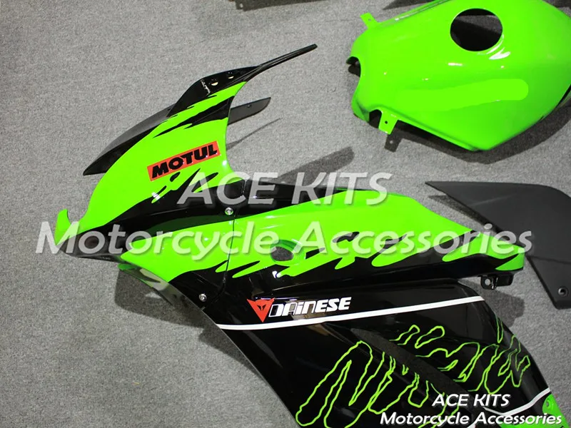 Новый мотоциклетный обтекатель abs для Kawasaki Ninja250 2008-2012 впрыска bodywor сенсационная, цвета: черный, зеленый + майка ACE № 889
