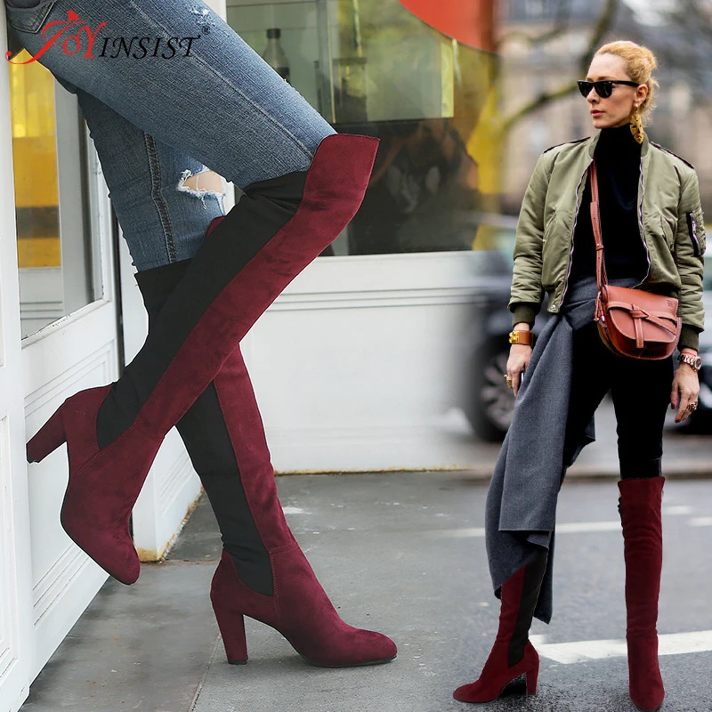 Сапоги женские зимние из искусственной замши выше колена | Обувь