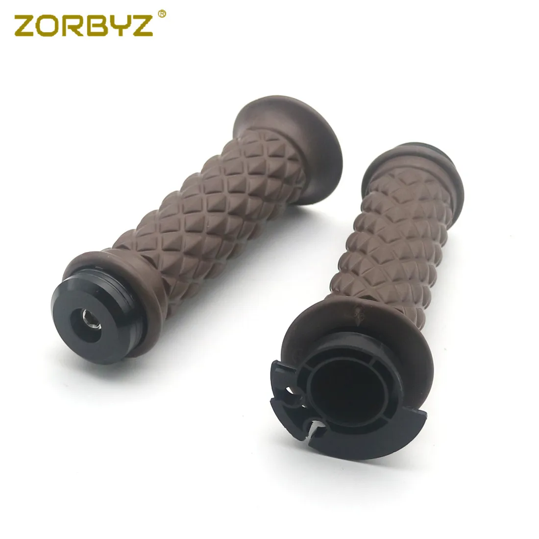 ZORBYZ 7/8 ''22 мм Ретро коричневый резиновый Алмазный Руль рукоятки с металлической боковой Бар Конец сцепление вилки для Harley Honda