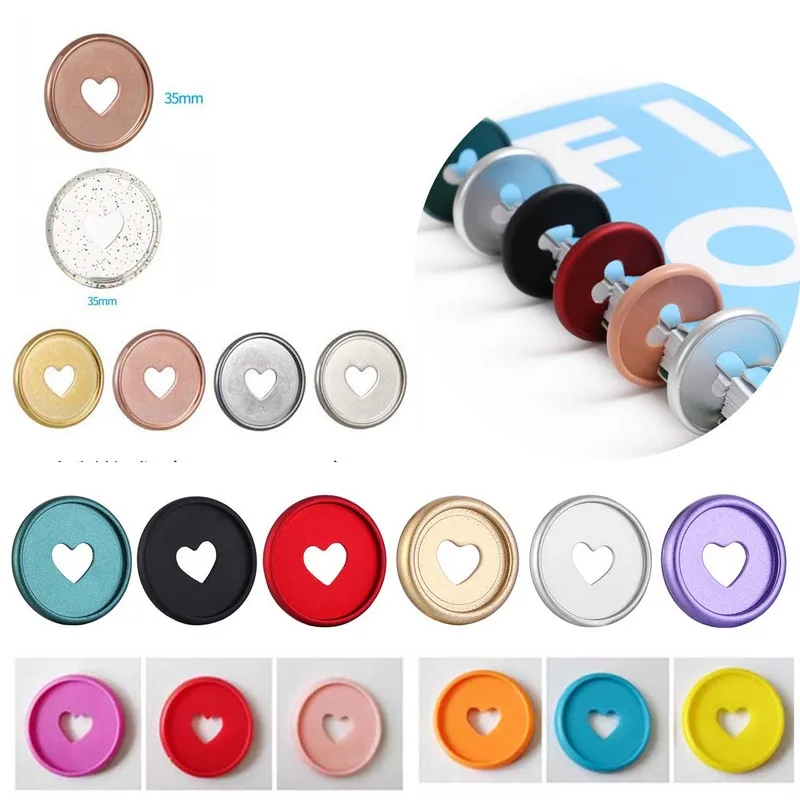 

50PCS 35MM Color Heart-Shaped Mushroom Hole Notepad Binding Clip DIY Round Plastic Binding Disk Clip Binding Ring