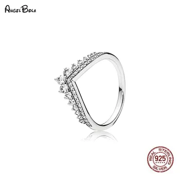 

Autumn New Original 925 Sterling Silver Princess Wish Ring Female Bling CZ Elegant Rings Fit DIY Jewelry Women Gift