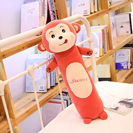 Monkey Цилиндрический плюшевые животные длинные средства ухода за кожей Kawaii постоянного обезьянка Банни лягушка Лев мягкие тела подушку компаньон, 4 размера - Цвет: Monkey