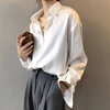New Spring Turn-down Collar Women Shirt White Loose Satin Solid Blouse Women Tops Casual Button Silk Shirt Woman Blusas 11355 ► Photo 2/6