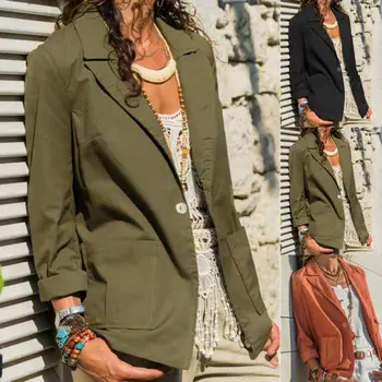 

Black Women Blazer 2019 Formal Blazers Lady Office Work Suit Pockets Jackets Coat Orange One Button Women Blazer Femme Blazers